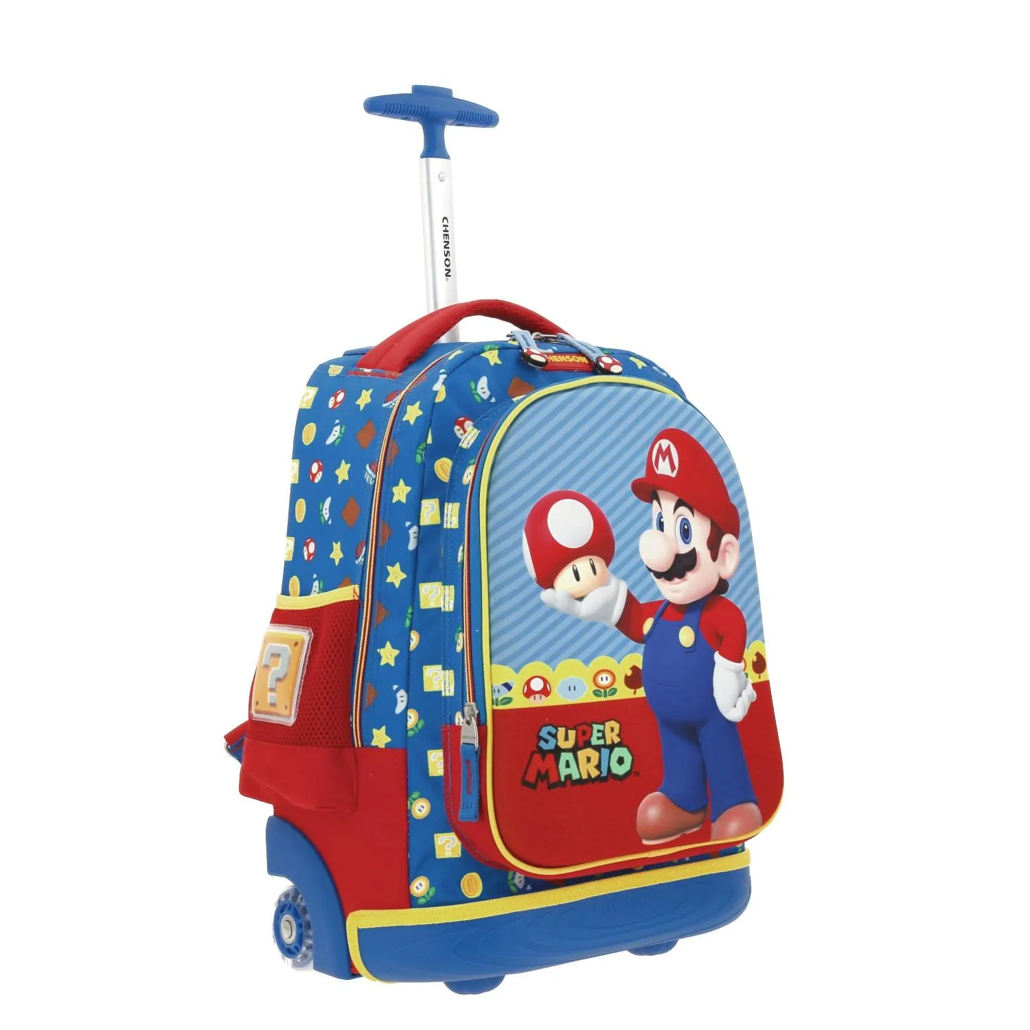 Mochila Azul Mario Bros Con Ruedas Para Nio Chenson Mush