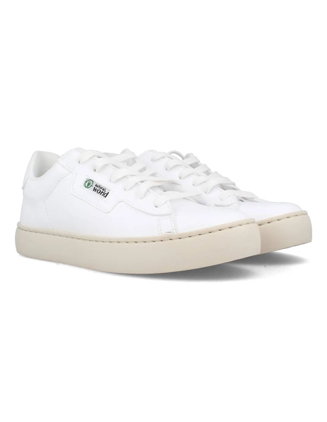 Natural World - Zapatilla Basket Piel Blanco