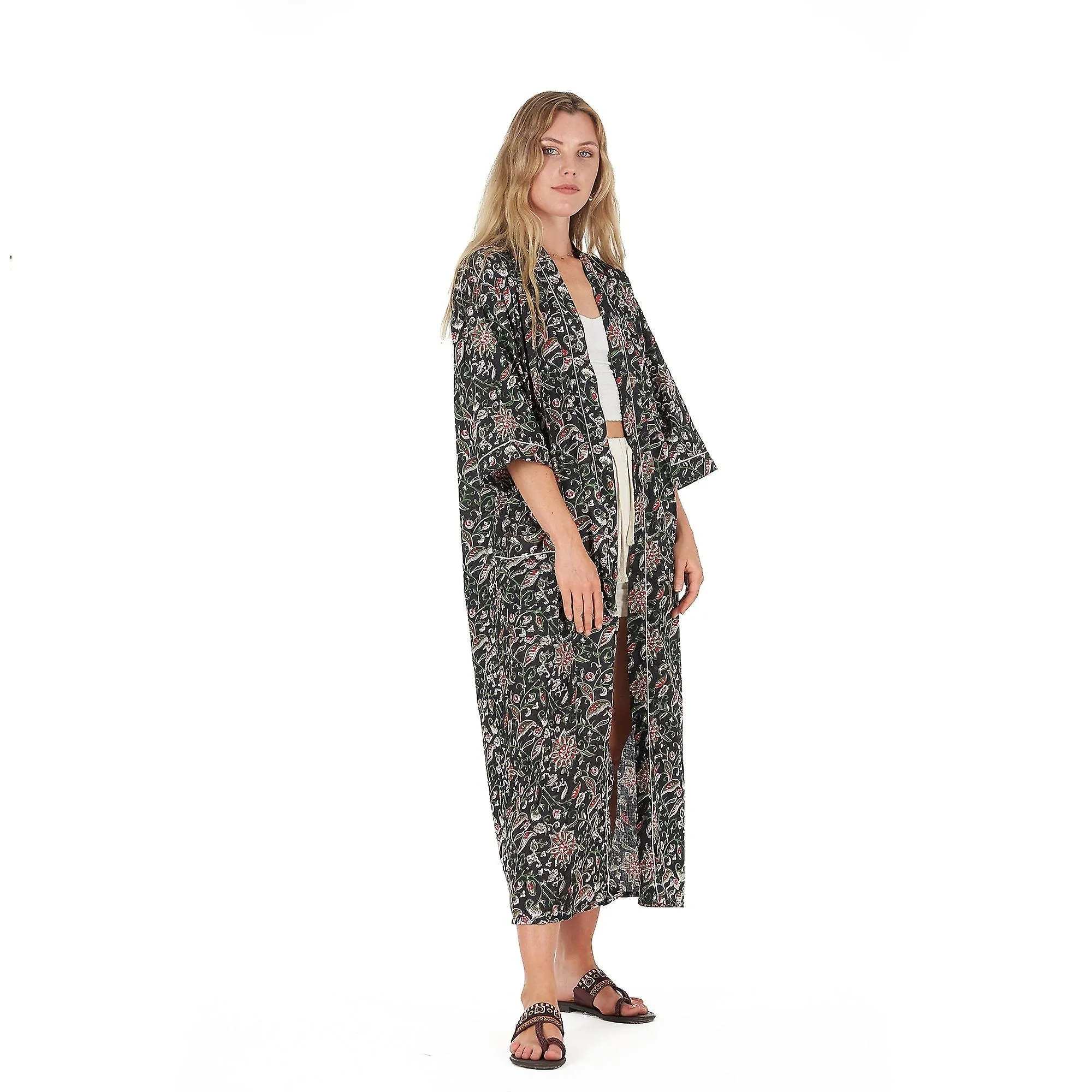 Noir oasis'  cotton kimono robe for women