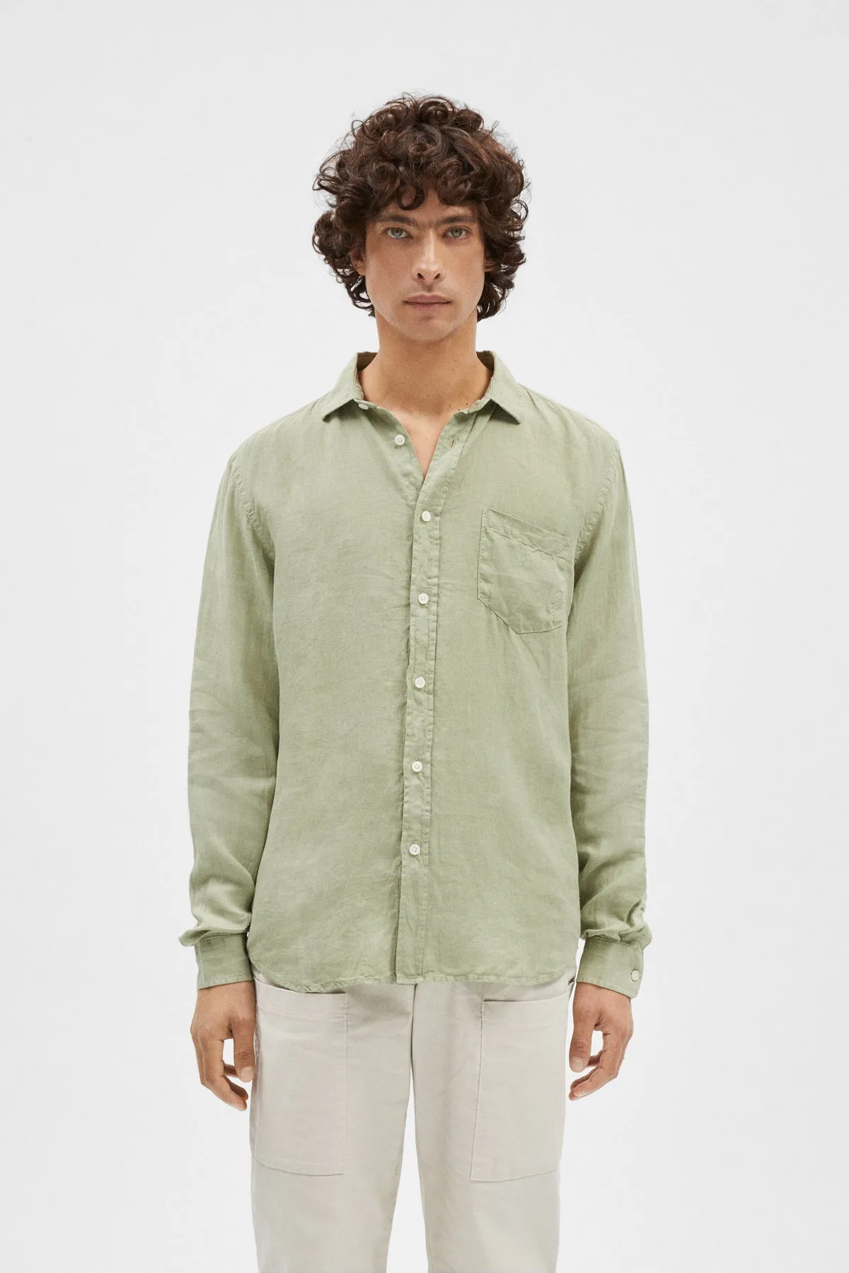 OLIVE LINEN SHIRT