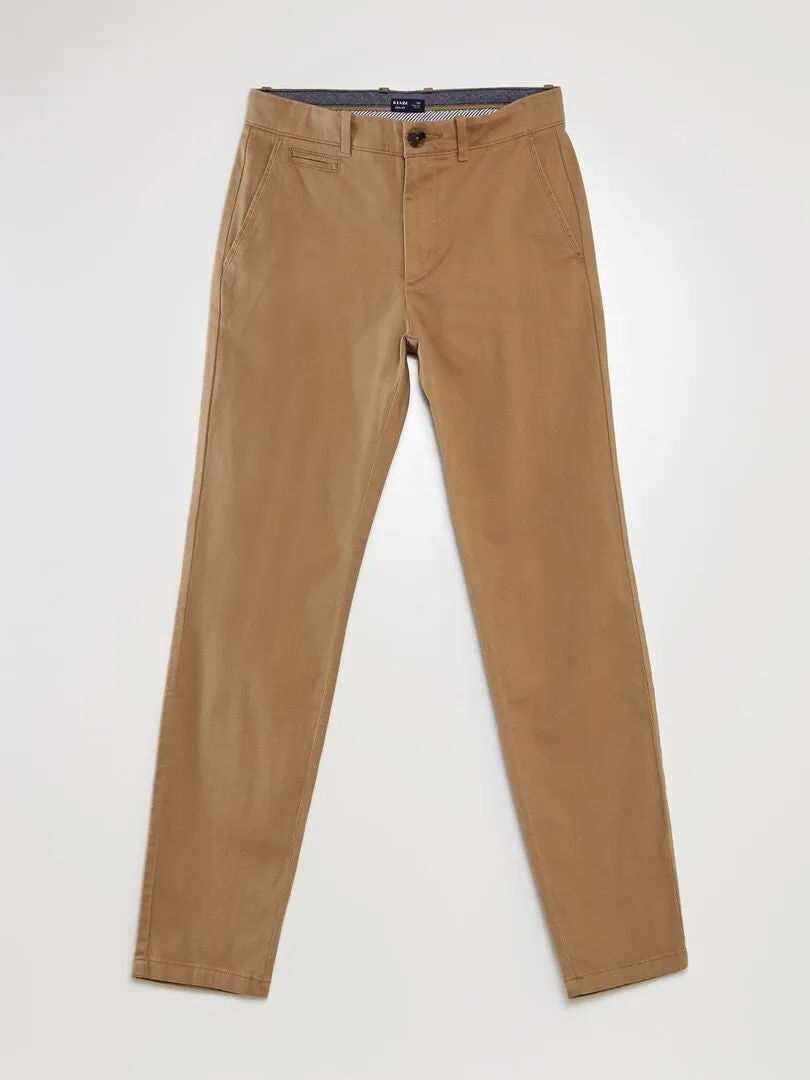 Pantalón chino de sarga - BEIGE