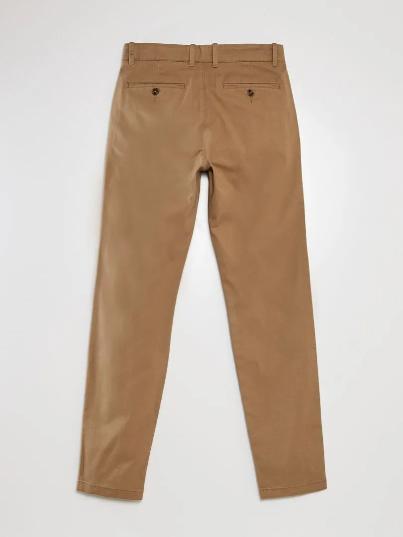 Pantalón chino de sarga - BEIGE