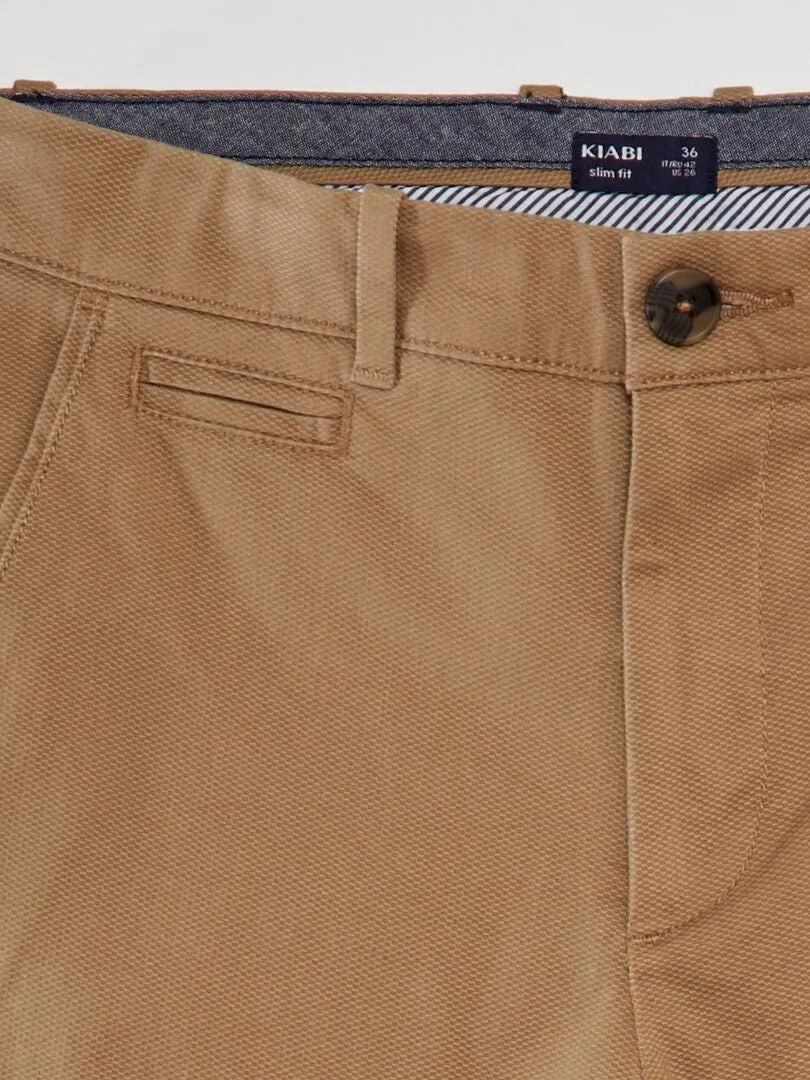 Pantalón chino de sarga - BEIGE