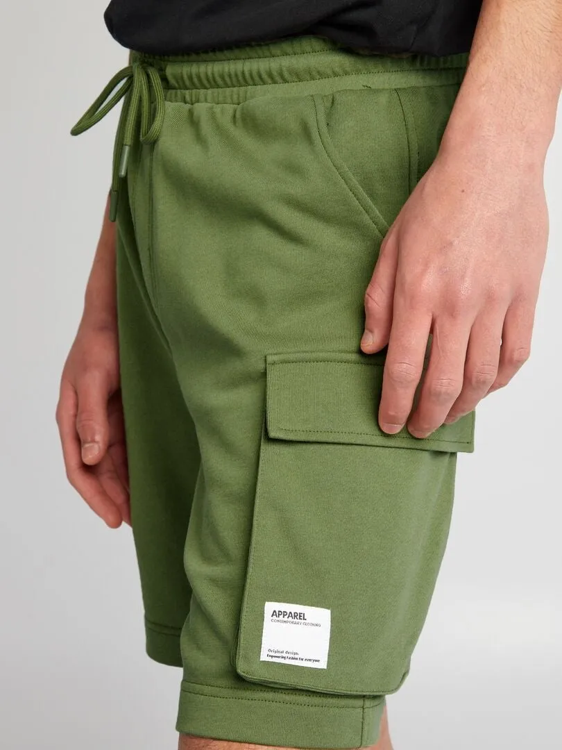 Pantalón corto de algodón multibolsillos - VERDE