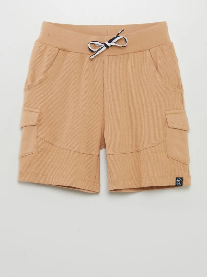 Pantalón de chándal de canalé - BEIGE