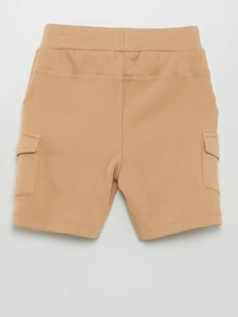 Pantalón de chándal de canalé - BEIGE