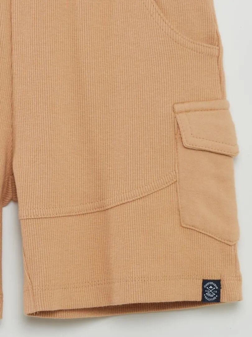 Pantalón de chándal de canalé - BEIGE