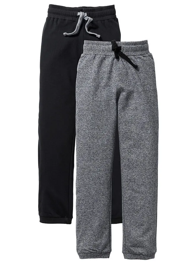 Pantalón de chándal para niño (2 unidades) Negro+gris jaspeado