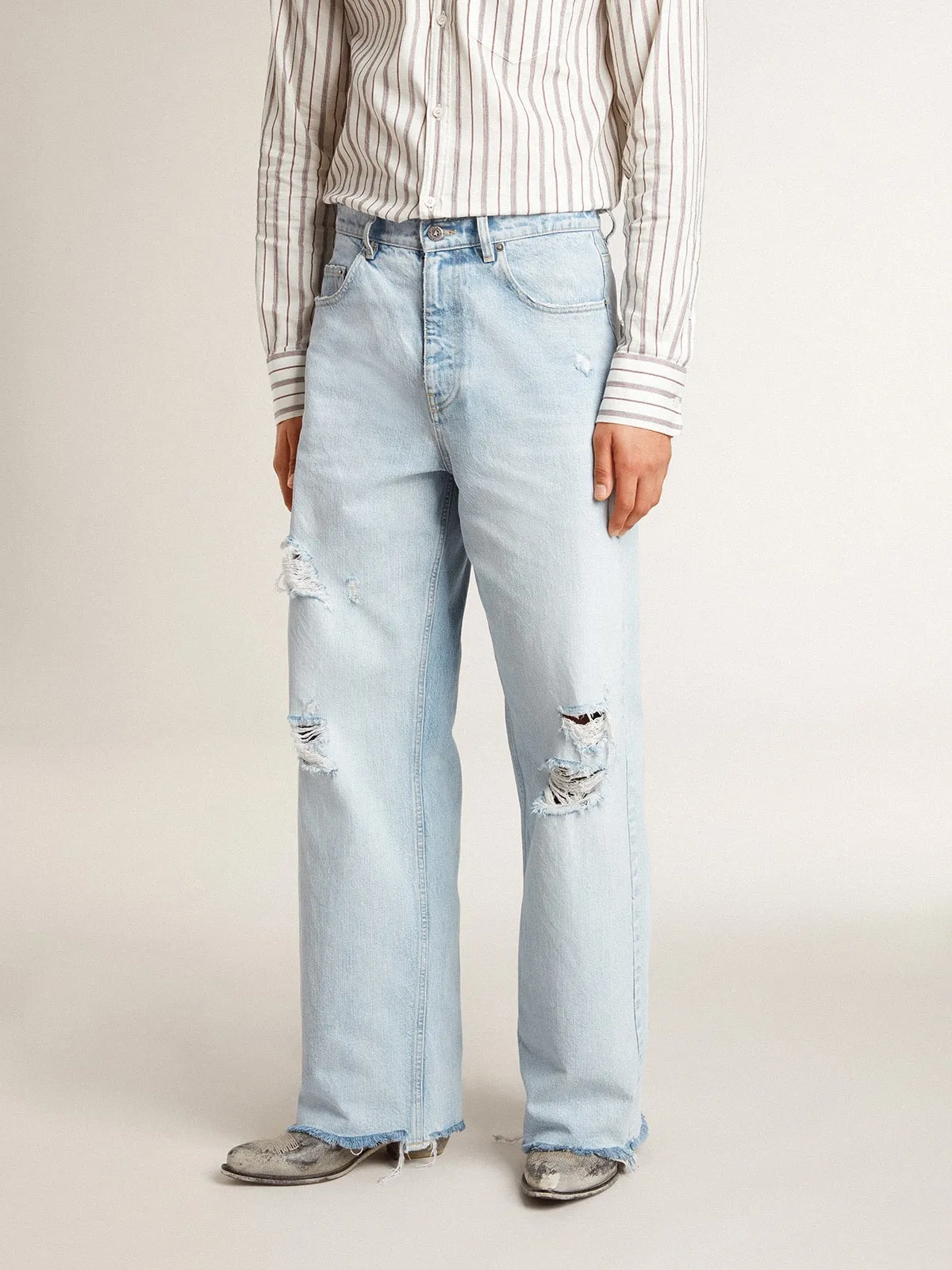 Pantalón de denim para hombre con efecto desgastado