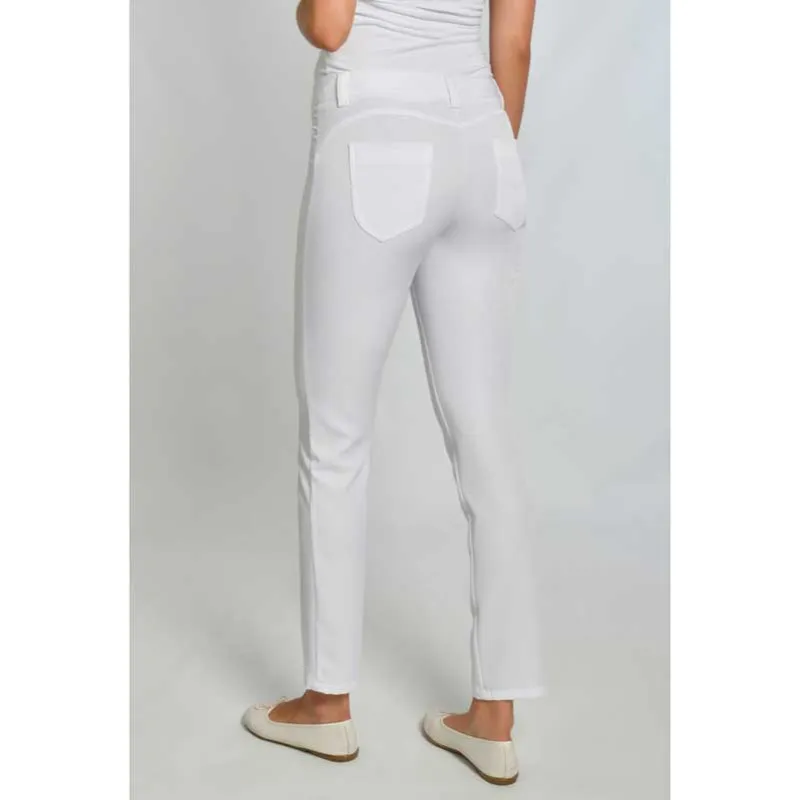 Pantalón de mujer bielástico Push-up blanco - Dyneke