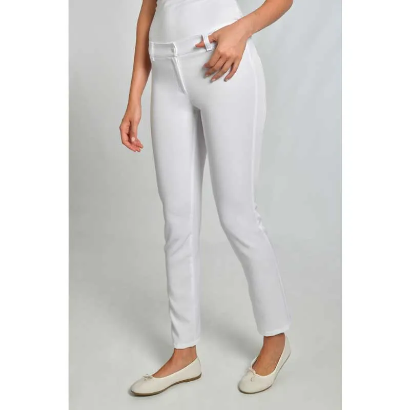 Pantalón de mujer bielástico Push-up blanco - Dyneke