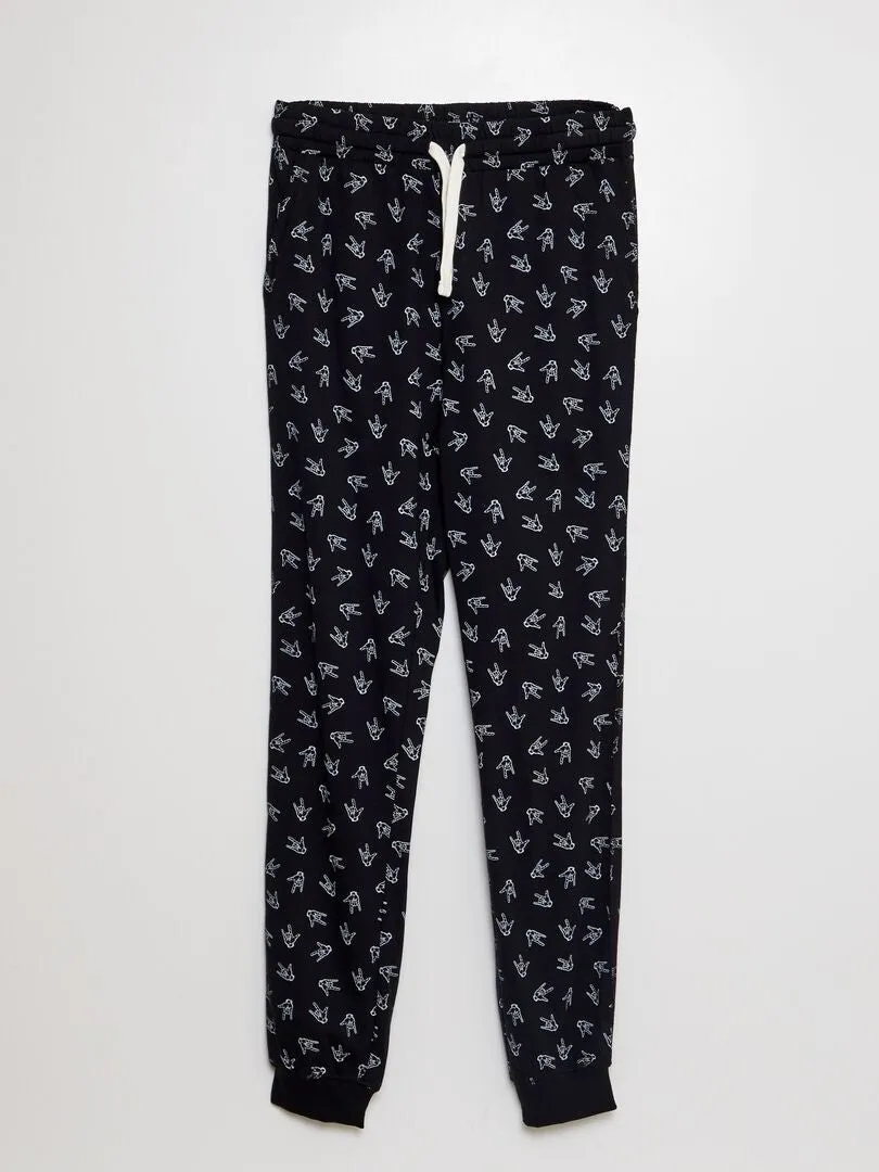 Pantalón de pijama con estampado de fantasía - NEGRO