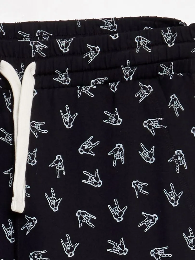 Pantalón de pijama con estampado de fantasía - NEGRO