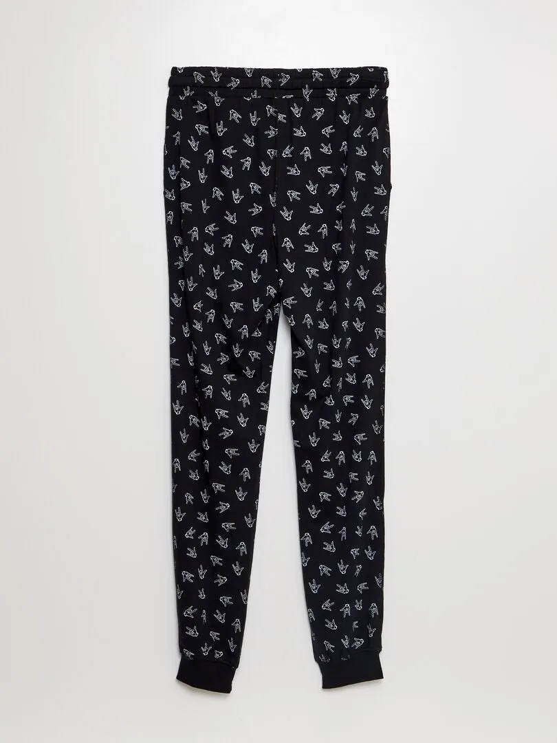 Pantalón de pijama con estampado de fantasía - NEGRO