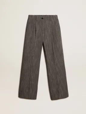 Pantalón de talle alto de mujer en mezcla de lana jaspeada color gris