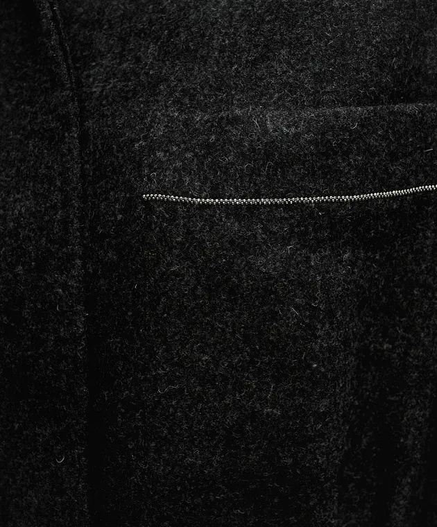 Peserico Black wool shirt with monil chain