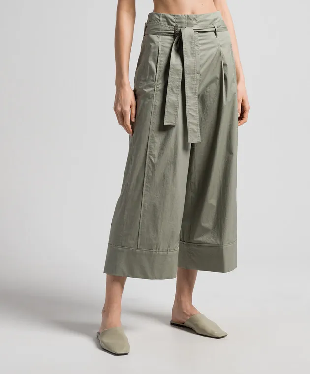 Peserico Green high rise culottes with logo patch