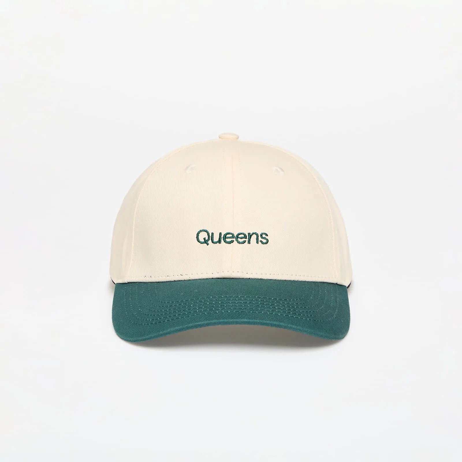 Queens Cap Essential Two Color Cap Natural/ Forest Green Universal