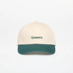 Queens Cap Essential Two Color Cap Natural/ Forest Green Universal