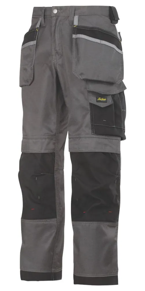 Snickers DuraTwill 3212, pantalón con bolsillos de pistolera, gris/negro (cintura 35