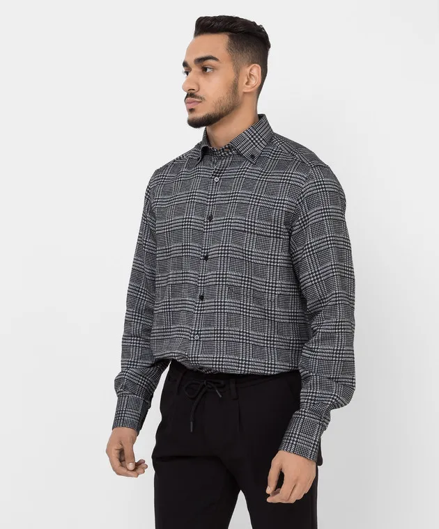 Stefano Ricci Charcoal patterned shirt