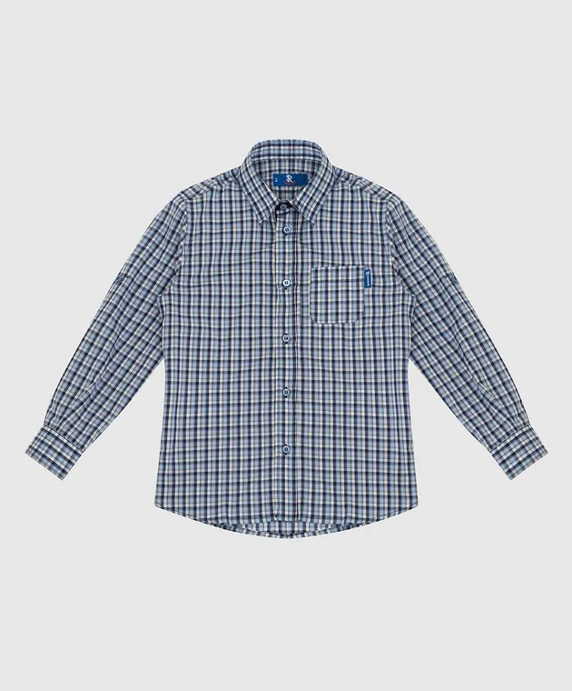 Stefano Ricci Children's blue checked shirt