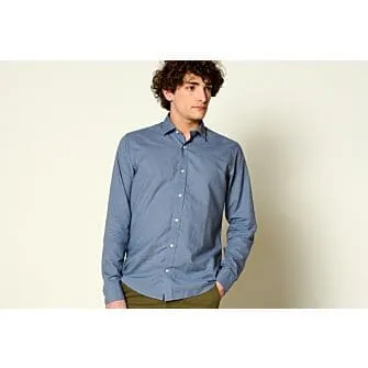 STORM BLUE COTTON LINEN SHIRT  SILBERT