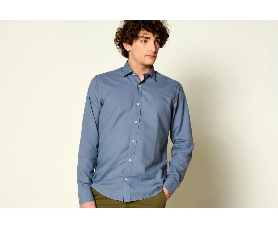 STORM BLUE COTTON LINEN SHIRT  SILBERT