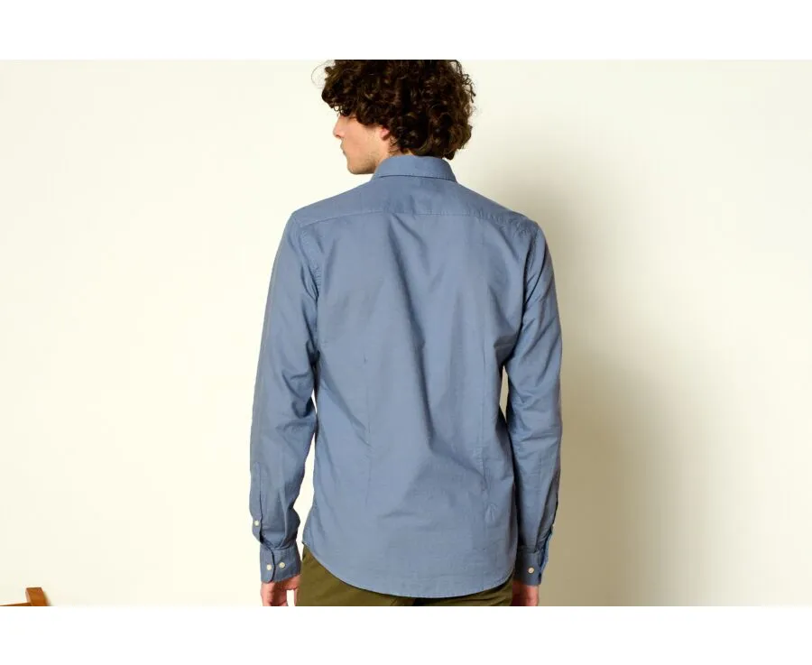 STORM BLUE COTTON LINEN SHIRT  SILBERT