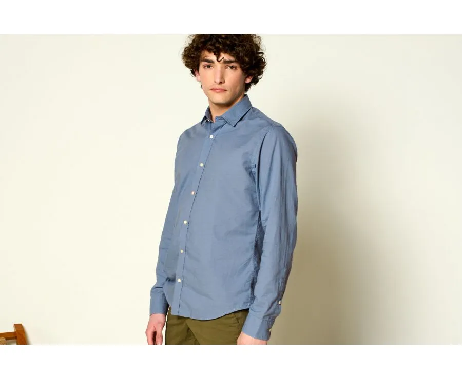 STORM BLUE COTTON LINEN SHIRT  SILBERT