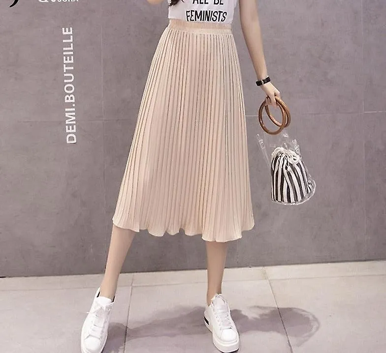 Summer Women High Waist Pleated Skirts