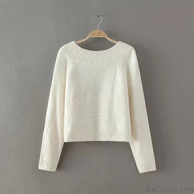 SWEET ONECK WEAVE RIBBON RAGLAN SLEEVE BOW KNIT LOOSE SHORT  SWEATER