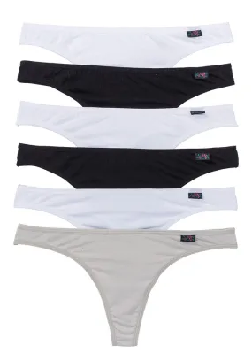 Tanga (6 unidades) negro-blanco-gris