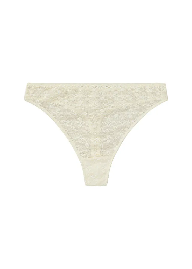 Tanga de cintura alta Blanco-crema