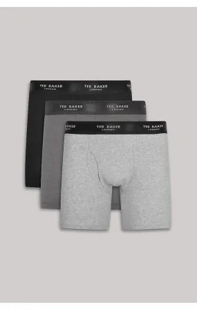 Ted baker 3 pack cotton stretch boxer briefs  - black/heather/light grey