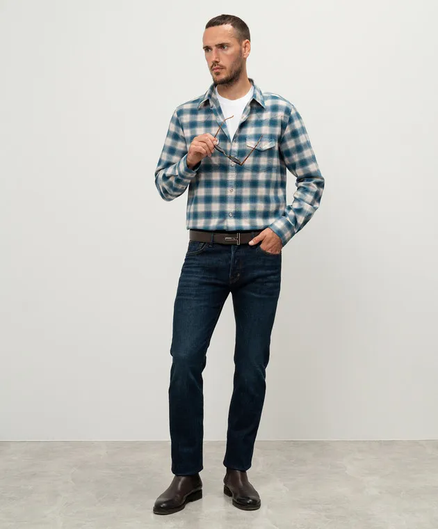 Tom Ford Blue checked shirt