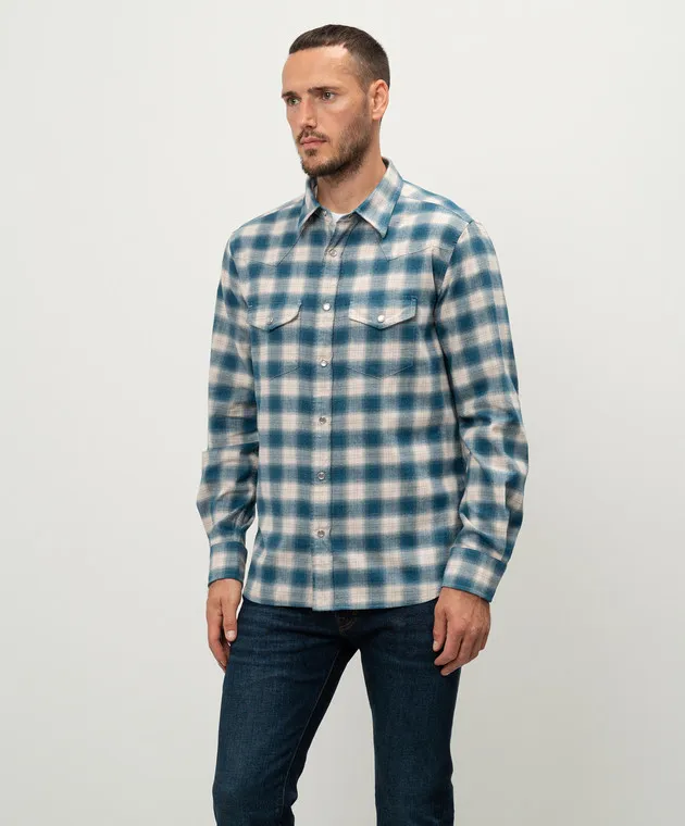 Tom Ford Blue checked shirt