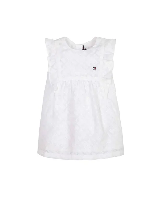 Tommy Hilfiger Vestido de bebé niña sin mangas, con print TH y logo bandera bordado