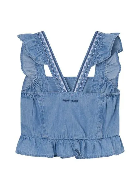 Top Pepe Jeans Denim Quela Azul Para Niña