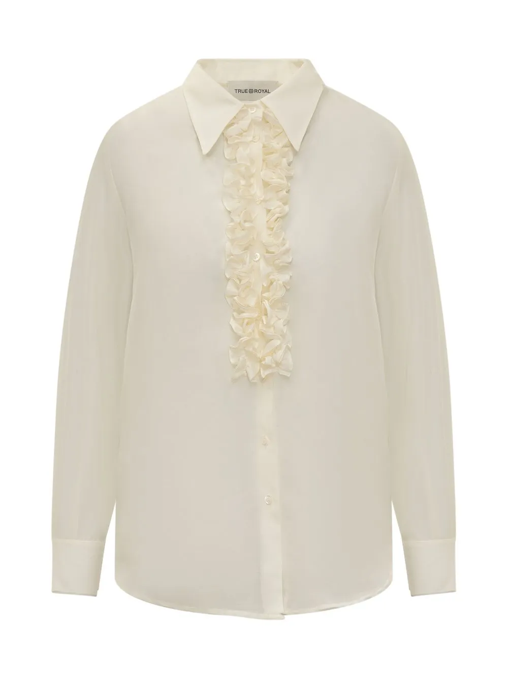 TRUE ROYAL Cotton and Silk Blend Shirt with Ruffles