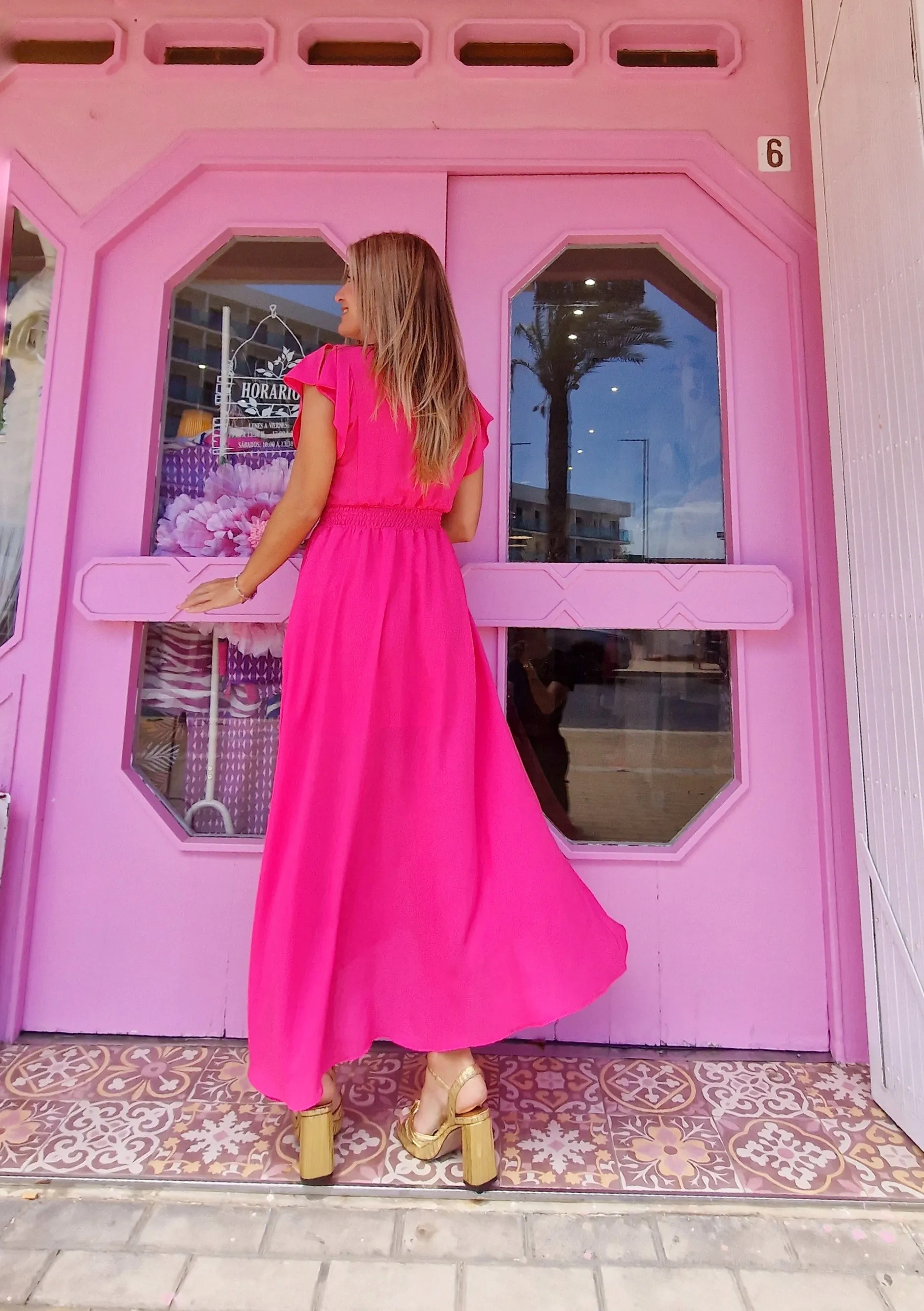 Vestido Gasa Fucsia