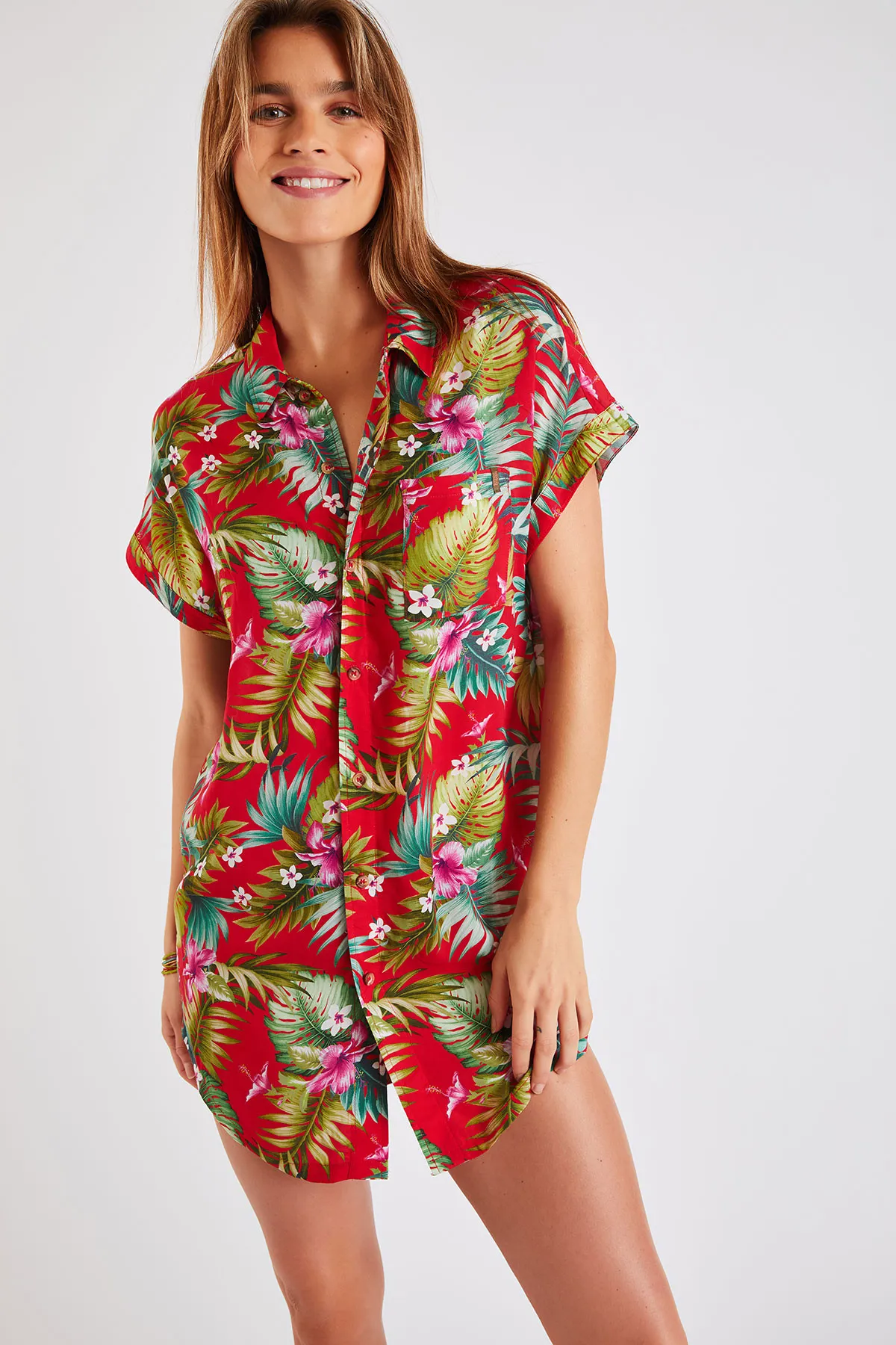 Waila Mahaloday exotic red print tunic