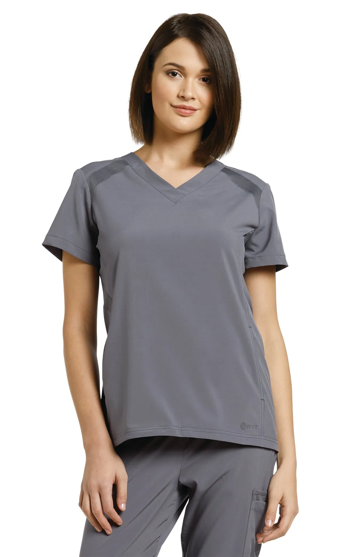 WHITE CROSS FIT VNECK TOP PEWTER