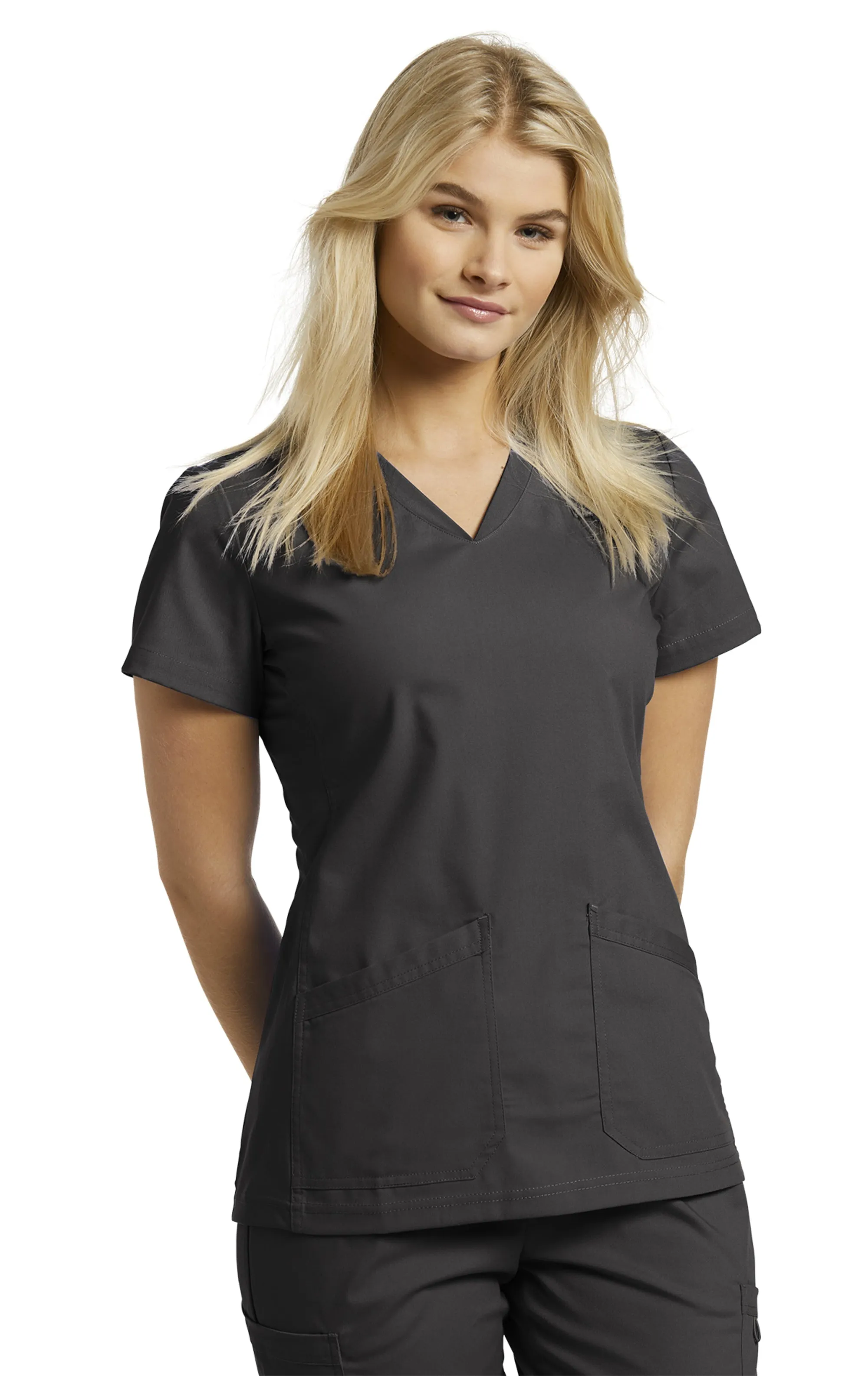 WHITE CROSS WOMEN'S BLACK VNECK SCRUB TOP 644