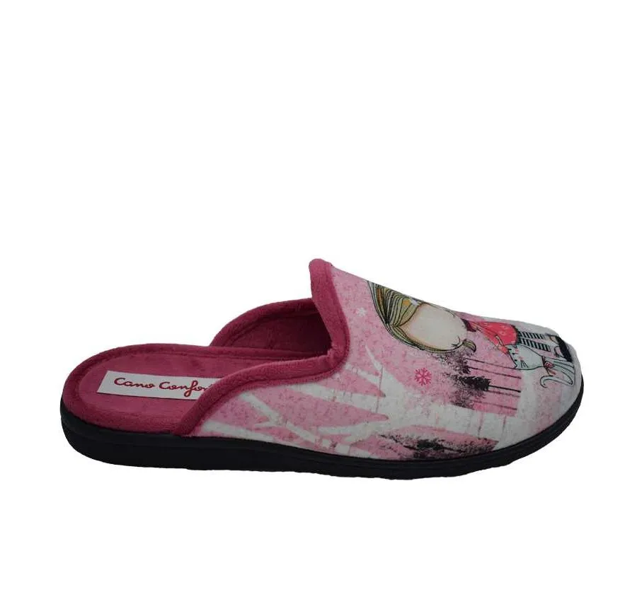 ZAPATILLA CANO CONFORT 4124.363 MUY CÓMODA ESTILO ZUECO PANTUFLA DE CASA PARA MUJER CANADÁ FUXIA 27515